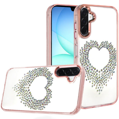For Samsung Galaxy A57 Angel Hearts Bling Glitter Diamond Hybrid TPU Cover, Colorful Frame Shockproof Protective Back Case Cover