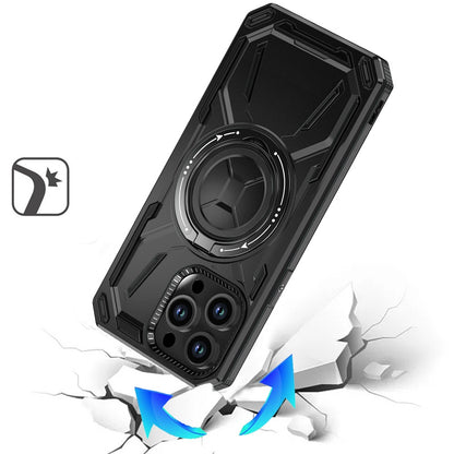 For Apple iPhone 12 Pro Max Hybrid Magnetic Ring and 360° Rotational Kickstand with MagSafe Compatible, Military Grade Drop Protection Case Cover Black