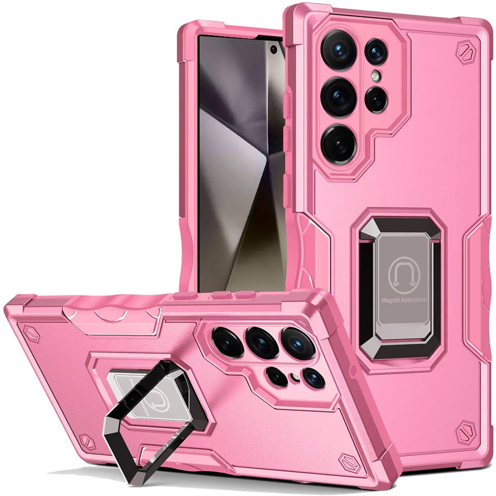 For Samsung Galaxy S25+ /S25 Plus /S24+ Plus Hybrid Stand Magnetic Ring Holder Kickstand Heavy Duty Rugged Drop Silicone & Hard PC Shockproof Case Cover
