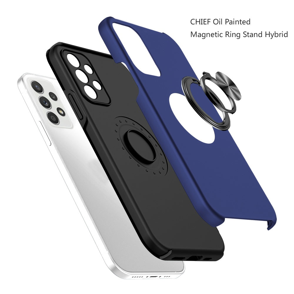 For Samsung Galaxy S21 FE /Fan Edition Hybrid 360 Degree Rotatable Metal Invisible Ring Stand Holder Slim Fit Magnetic Car Mount Shockproof Case Cover Blue