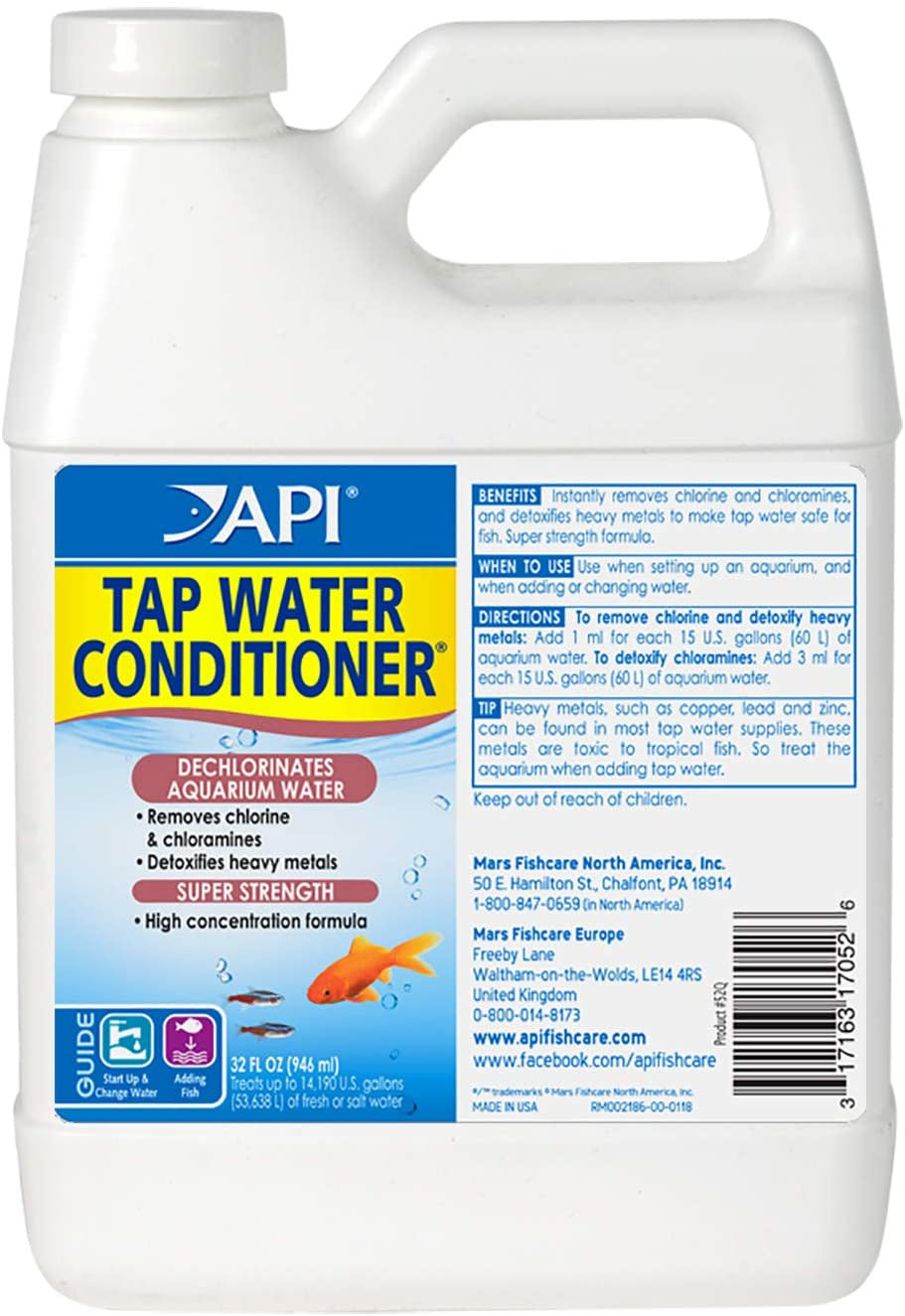 API Tap Water Conditioner Detoxifies Heavy Metals and Dechlorinates Aquarium Water [Aquarium Supplies for Aquarium] 32 oz