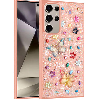 For Samsung Galaxy S24 Ultra Diamond Butterfly 3D Glitter Bling Design, Slim Hybrid Sparkle Protective Cover TPU for Women Girls Case Cover