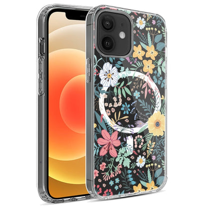 For iPhone 12 / iPhone 12 Pro (6.1") Hybrid Flower Design Stylish Fashion Case, MagSafe Compatible, Thick Shockproof Hard PC Case Cover Colorful Flower