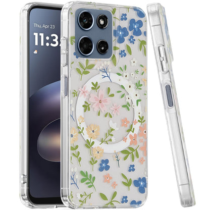 Phone Case for Motorola Moto G Play 5G 2026 Shockproof Dual Layer TPU IMD Print Rugged Anti-Slip Grip Drop Protection Scratch Resistant Slim Fit Glossy Floral Heart Aesthetic Cover