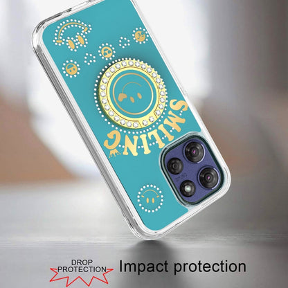 For Motorola Moto G Stylus 5G 2026 /2025 Smiling Glitter Bling Ornament Hybrid Shockproof Stylish Sparkle Design Secure Grip Durable Protection Case Cover