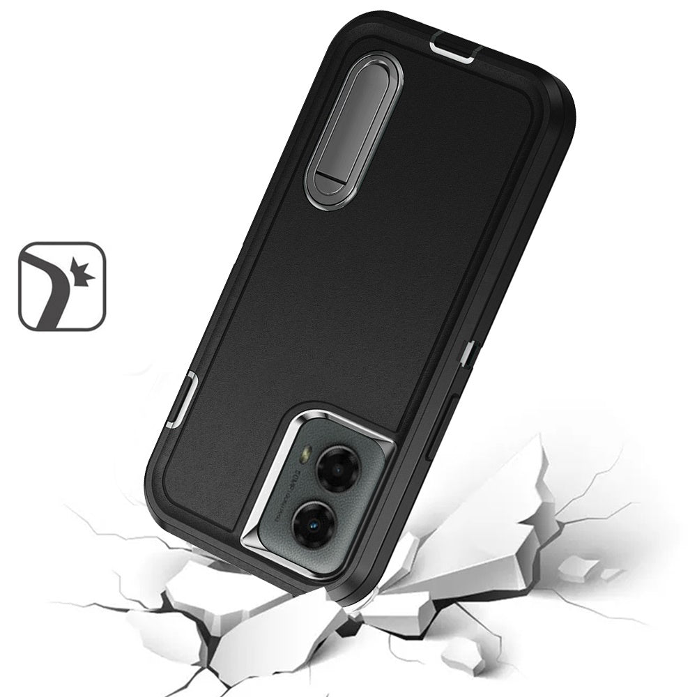 For Samsung Galaxy S25 Ultra Hybrid 3 Layers Hard 3in1 Shockproof with Kickstand Heavy Duty Hard TPU Rubber Anti-Drop Case Cover Black