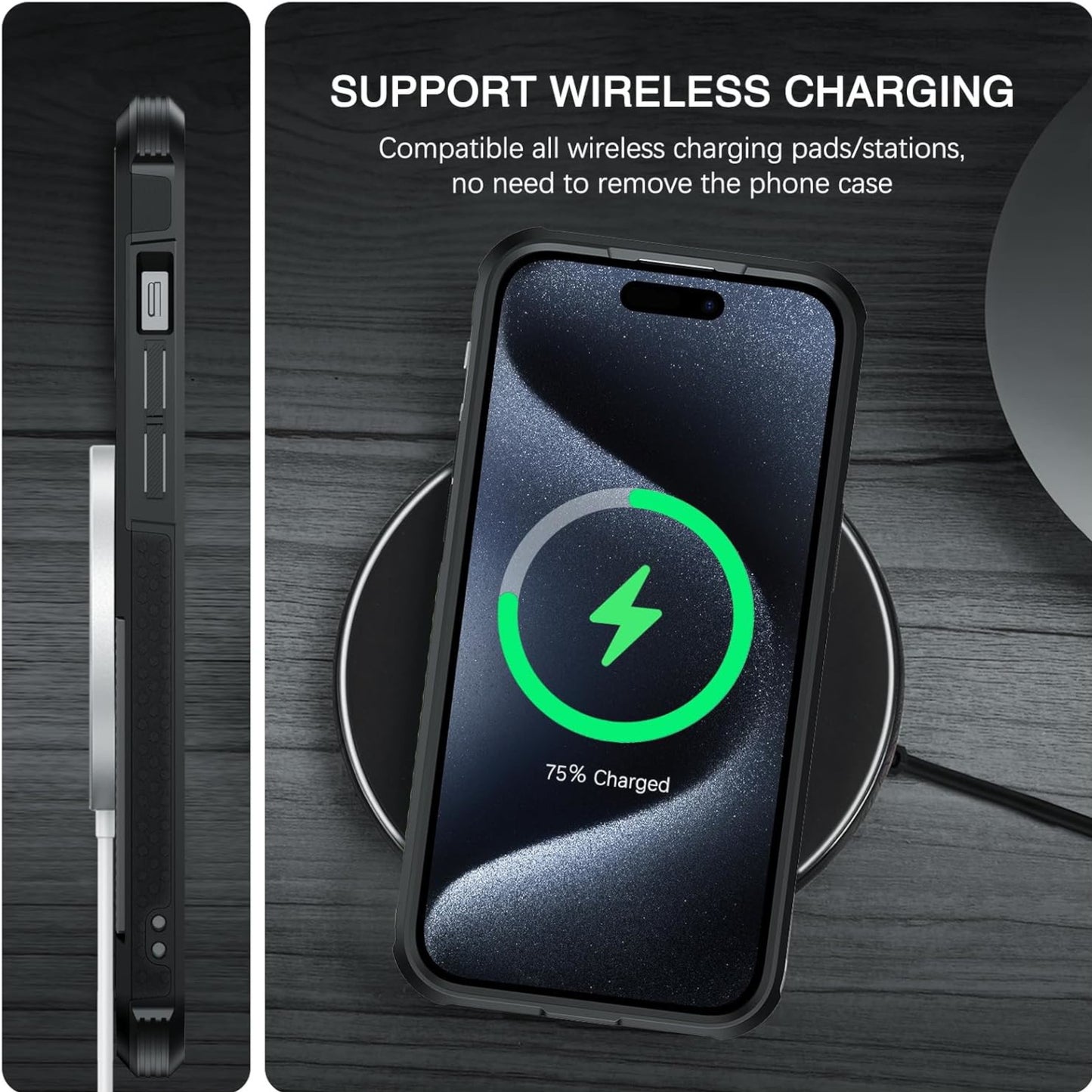 For Apple iPhone 16 Pro Max (6.9") Hybrid Tuff Case with Folding Stand Magnetic Holder Compatible with MagSafe [Military Shockproof] Case Cover