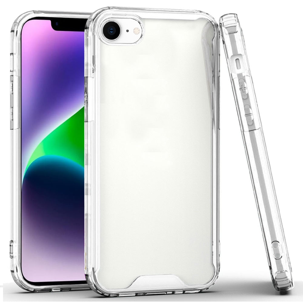 For Apple iPhone 17E /16E Clear Colored Shockproof Transparent Hard PC + Rubber TPU Hybrid Bumper Shell Slim Protective Case Cover Clear