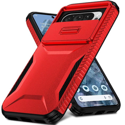 For Google Pixel 9 Pro XL Slim Fit Shockproof Hybrid with Slide Camera Window Covering, Rugged Tpu Silicone Hard PC Bumper Case Cover