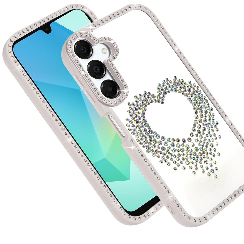 For Samsung Galaxy A16 5G Angel Hearts Glitter Shimmer Diamond Edge Hybrid Drop Protection Shockproof Design Case Cover