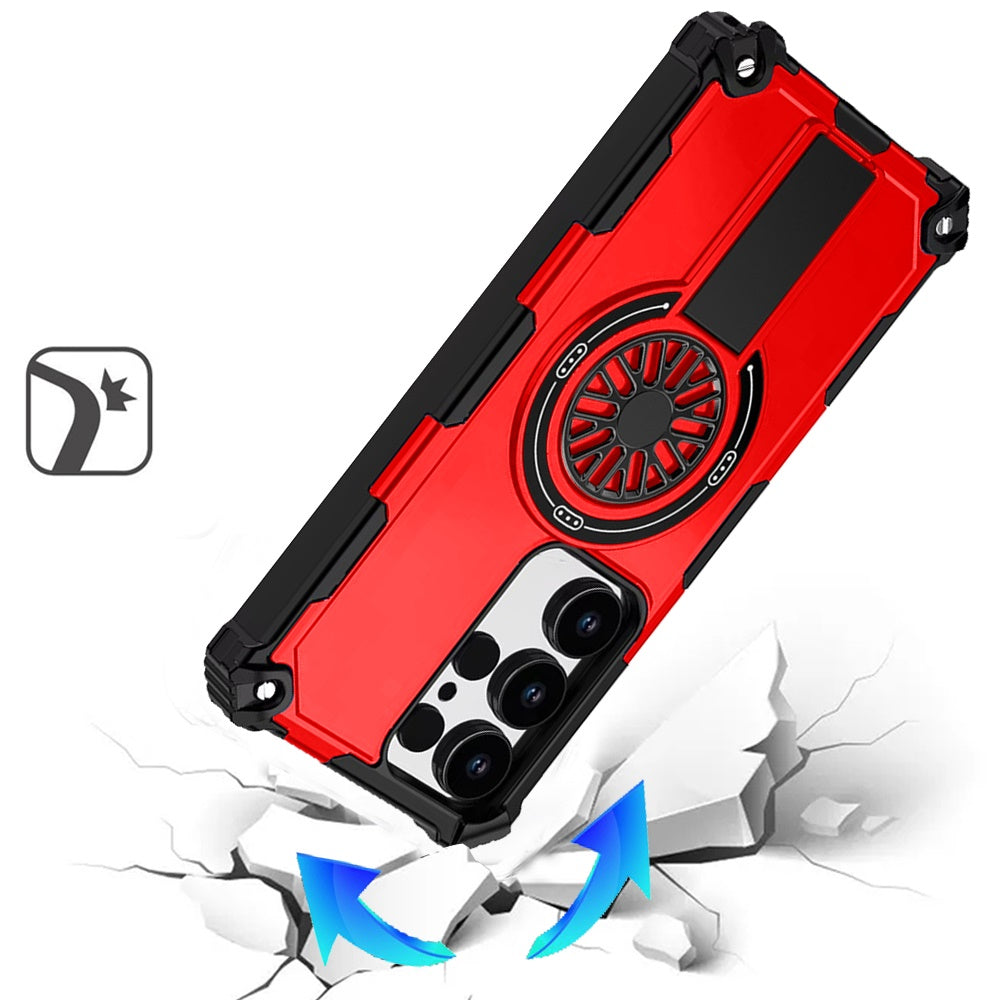 For Samsung Galaxy S26 Ultra Texture Design Invisible Kickstand Case, MagSafe Compatible Hybrid Shockproof Cover, Car Mount Friendly Case Cover