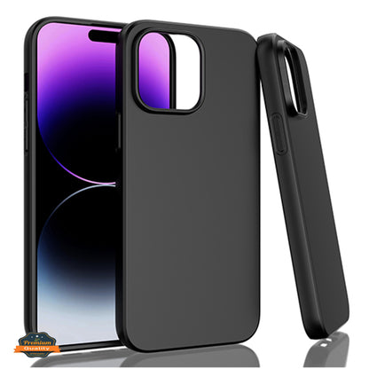 For Apple iPhone 15 Pro Max (6.7") Slim Thin Silicone Soft Skin Flexible TPU Gel Rubber Candy Gummy Protective Hybrid Black Phone Case Cover