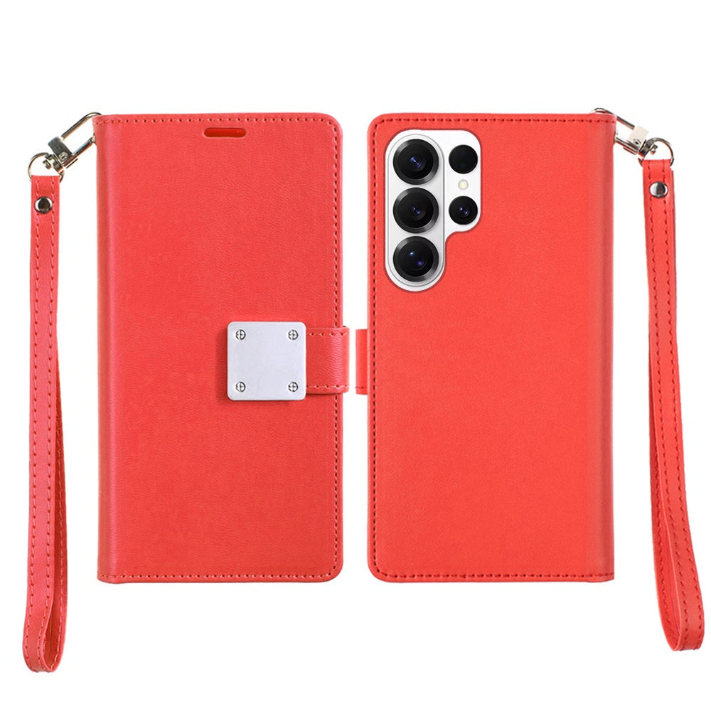 For Samsung Galaxy S26 Ultra Wallet Cases PU Leather with Credit Card /ID /Cash Holder Slot Dual Flip Book Pouch, Stand and Strap Case Cover