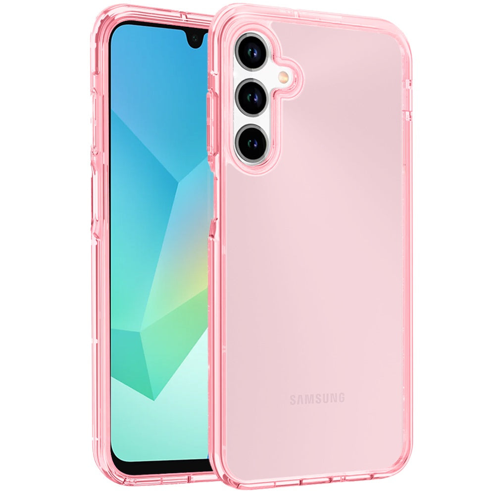 For Samsung Galaxy A16 5G Transparent Shock Absorption Thick TPU Rubber Ultra Thick Hybrid Silicone Protective Slim Back Case Cover Pink
