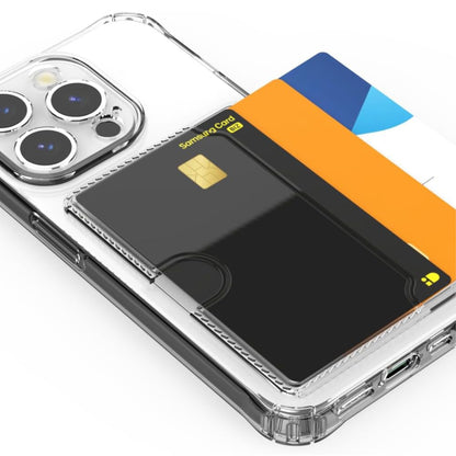 For Apple iPhone 17 Pro Acrylic TPU Clear Case Hold 2 Credit Card Slots, Slim Protective Wallet Cover Silicone Hybrid Case Cover Clear