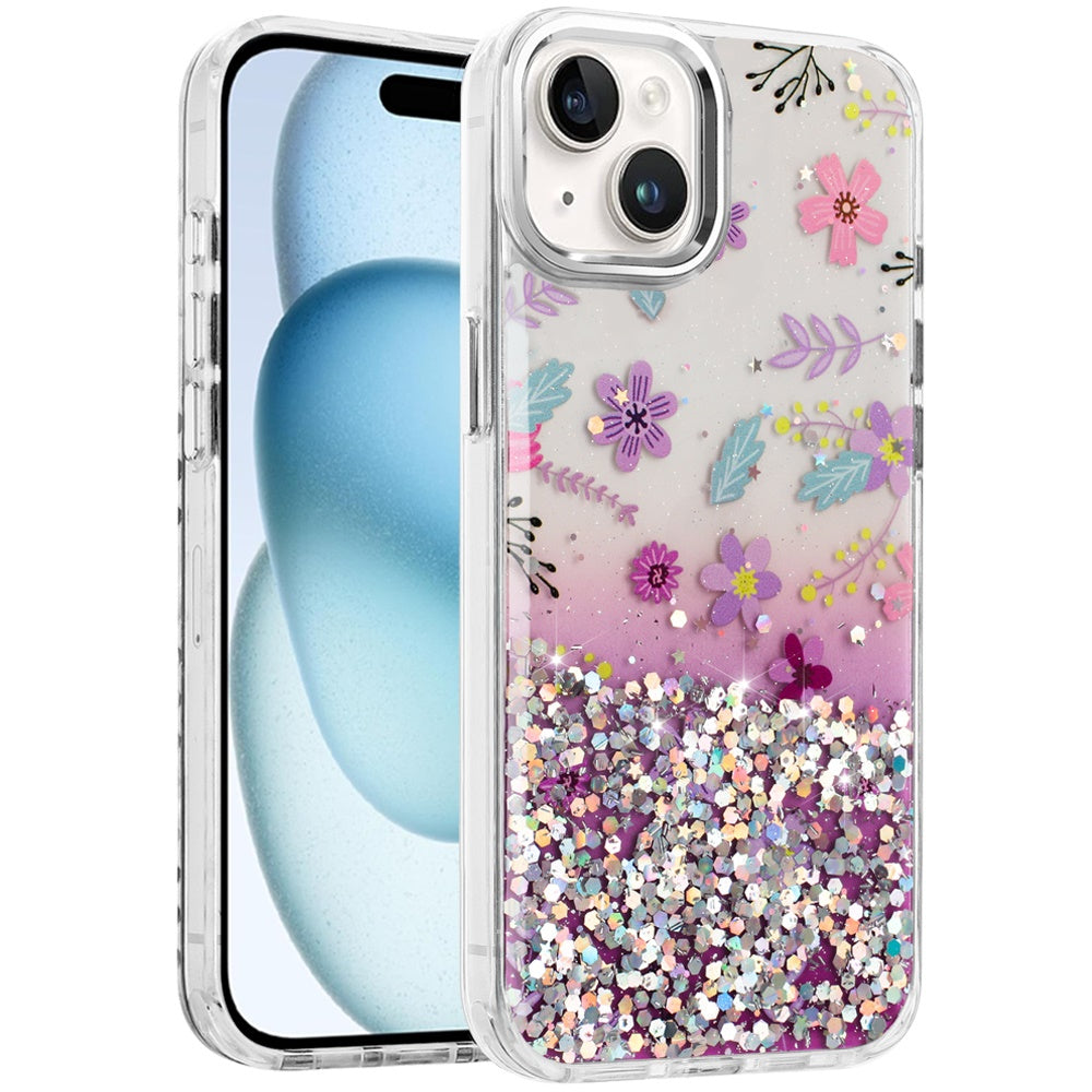 For Apple iPhone 17E /16E Fashion Beautiful Epoxy Design Hybrid Fashion Stylish TPU Protective, Shockproof Hybrid PC Case Cover Colorful Summer Flower