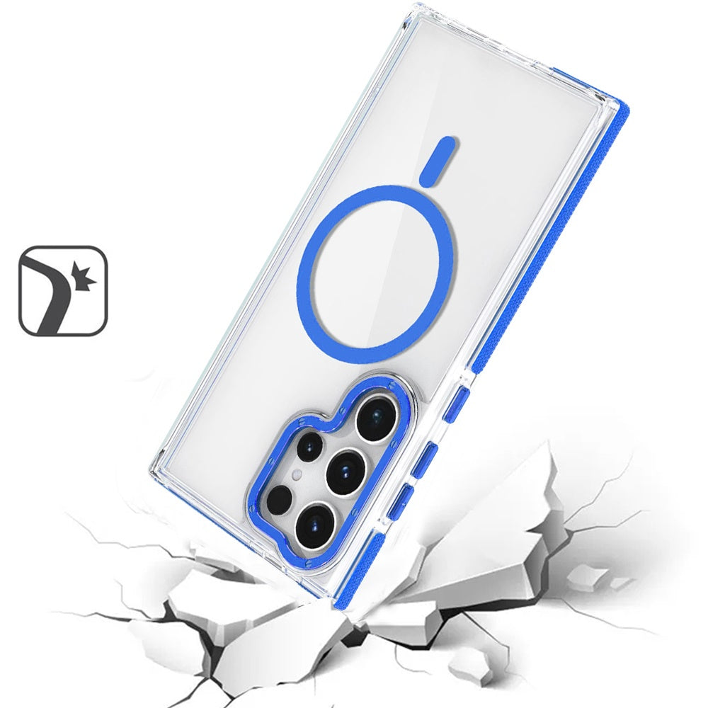 For Samsung Galaxy S25 Ultra Transparent Back with Colorful Frame, Strong Magnetic Circle, MagSafe Compatible, Slim Shockproof Protection Case Cover