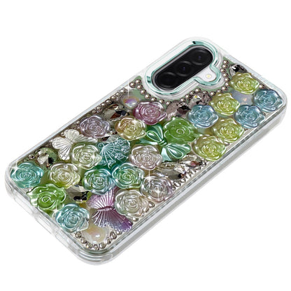 For Samsung Galaxy A37 Muti-Color Floral Fashion Bling Crystal 3D Full Diamonds Stones Sparkle Rhinestone Glitter Hybrid Case Cover