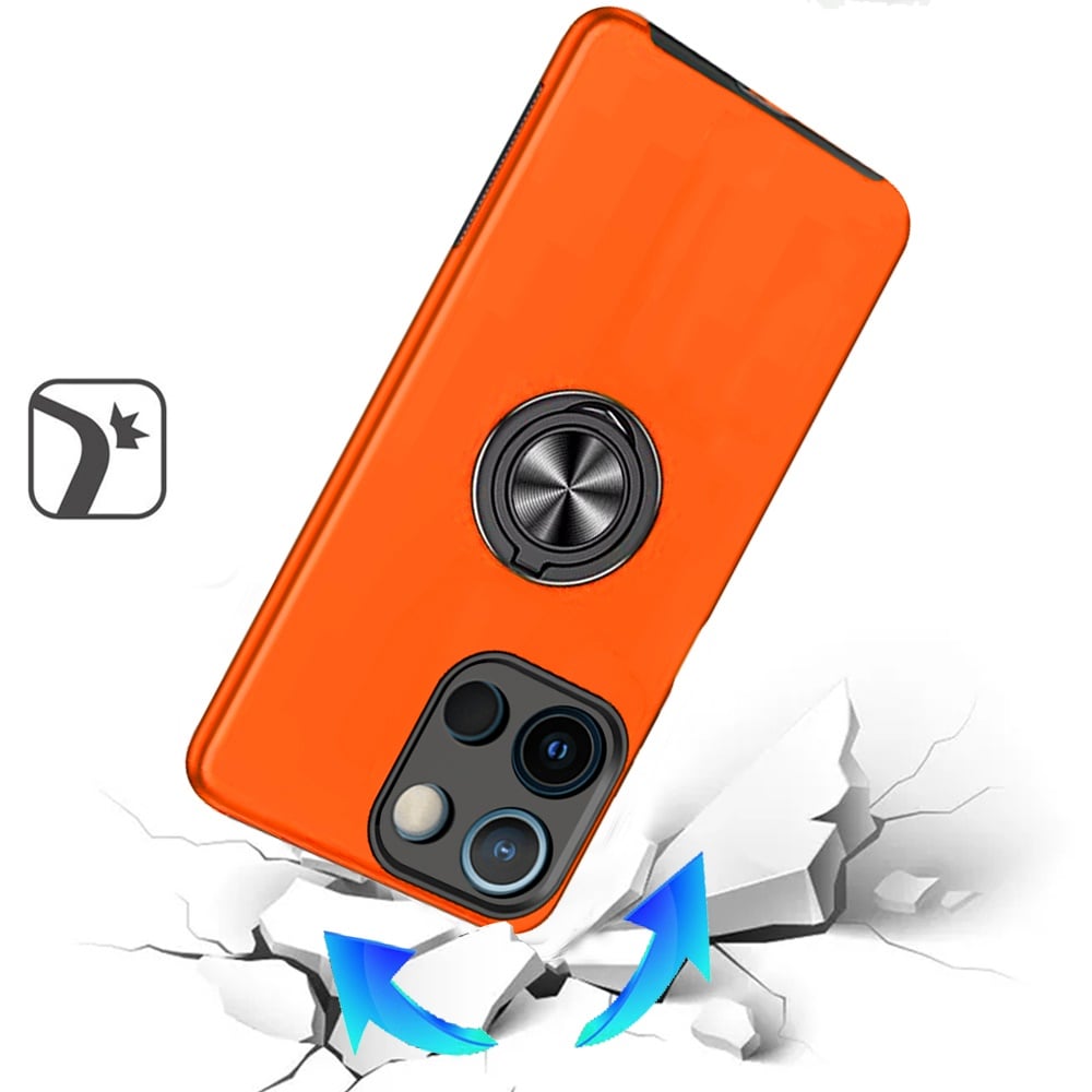 For Motorola Moto G Stylus 5G 2026 /2025 Hybrid 360 Degree Rotatable Metal Invisible Ring Stand Holder Slim Fit Magnetic Car Mount Shockproof Case Cover Cosmic Orange