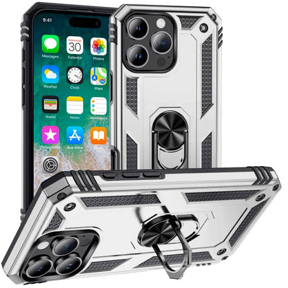 For iPhone 16 Pro Max (6.9") Hybrid Shockproof Durable 360 Degree Rotatable Ring Stand Holder Kickstand Fit Magnetic Car Mount Case Cover