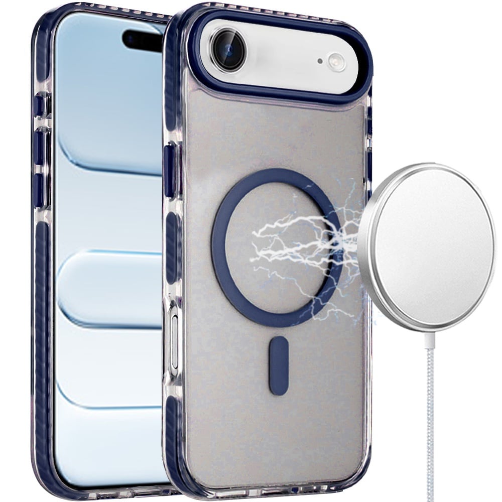 For Apple iPhone 17 Air (6.6") Transparent Hybrid with Color-Matched Magnetic Circle, Rubber TPU Frame Hard PC Shockproof Case Cover