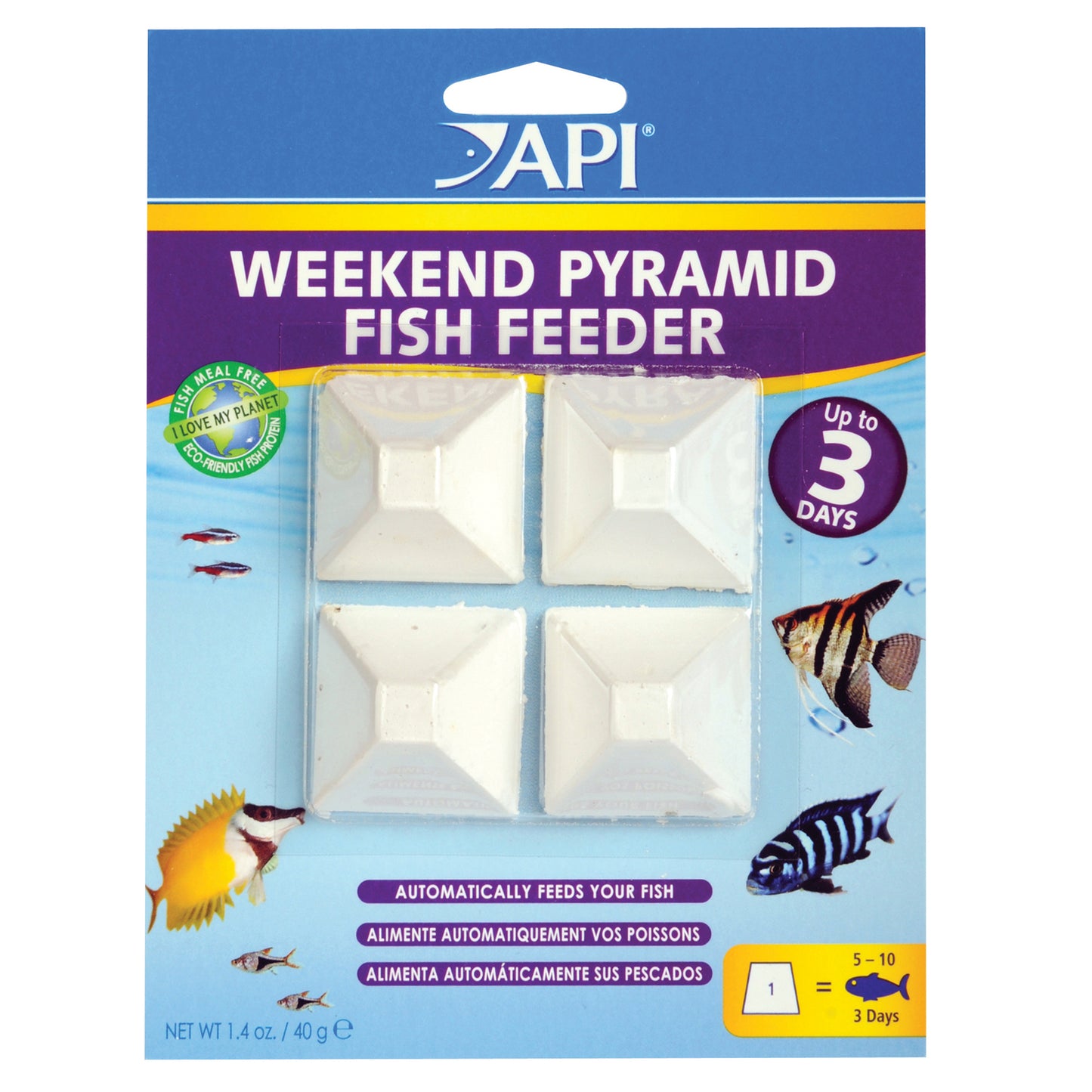 API Weekend Pyramid Fish Feeder up to 3 Days [Aquarium Supplies] 4 count