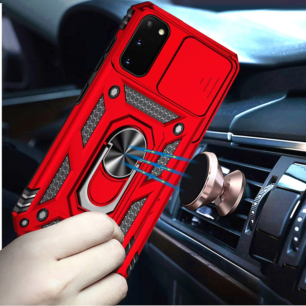 For Samsung Galaxy S20 5G Hybrid Ring Shockproof with 360° Rotate Ring Kickstand, Camera Lens Protection, Soft Edge Bumper Case Cover