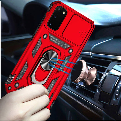 For Samsung Galaxy S20 5G Hybrid Ring Shockproof with 360° Rotate Ring Kickstand, Camera Lens Protection, Soft Edge Bumper Case Cover