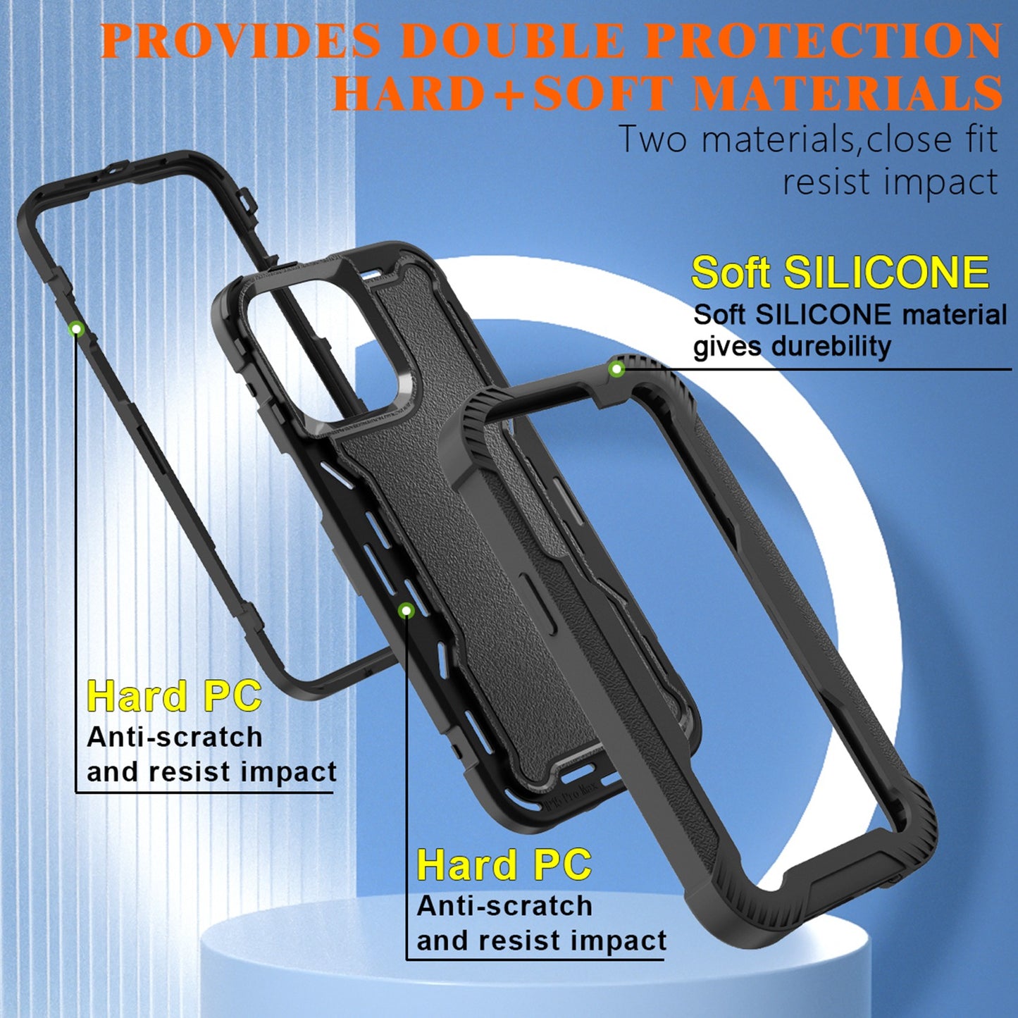 For Apple iPhone 16 Pro Max (6.9") Tough Hybrid Shockproof Hybrid PC + TPU Bumper Frame Rubber Drop Proof 3in1 Armor Full Body Case Cover