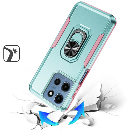 For Motorola Moto G 5G 2025 Hybrid Rugged Tough 2in1 Drop-Proof Protection Military Grade Armor with Metal Ring Stand Case Cover