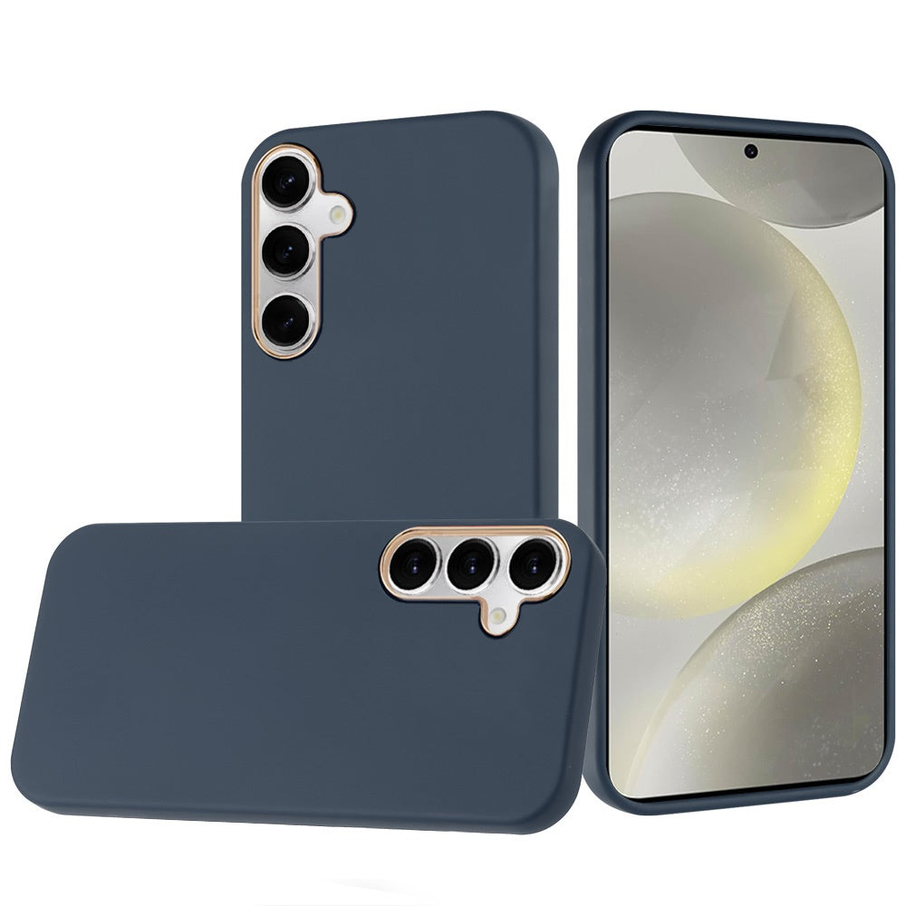 For Samsung Galaxy S25 Ultra Slim Classic Hybrid Around Rubber Gummy Gel Slick Hard PC Silicone TPU Chromed Button Case Cover