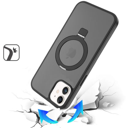 For Apple iPhone 11 Magnetic Circle Back with Ring Stand Full Rotation Matte Hybrid Shockproof Case Cover Cosmic Orange