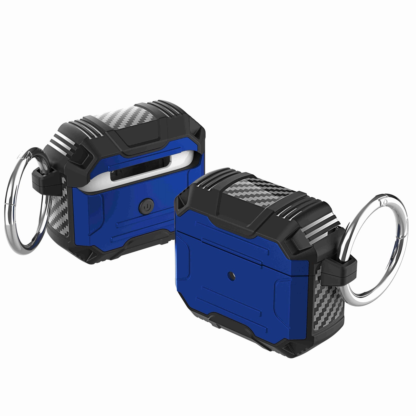 For Airpods Pro 3 (2025) Full-Body Rugged ShockProof Hybrid With Metal Hook Carabiner Heavy Duty Armor Carbon Fiber Case Cover