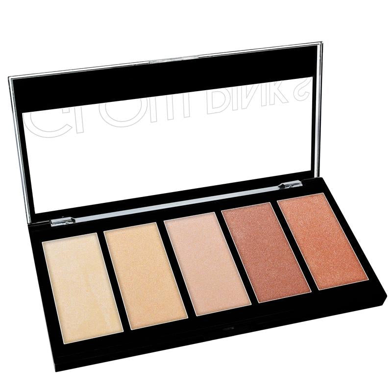 KLEANCOLOR 5 Color Prismatic Highlighter Palette [FACE, Highlight & Shimmer] Glow Pinks