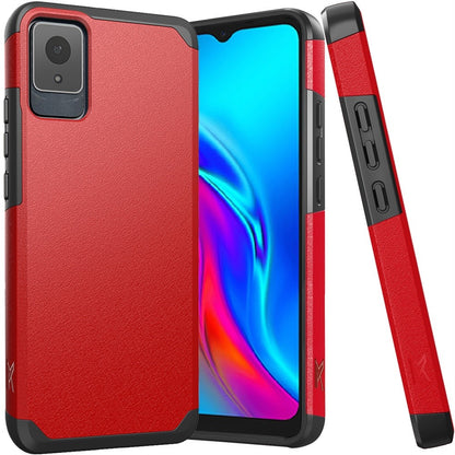 For TCL K11 Tough Hybrid Magnetic Mount Friendly Shock Protection Durable Grip Includes Tempered Glass Case Cover Red