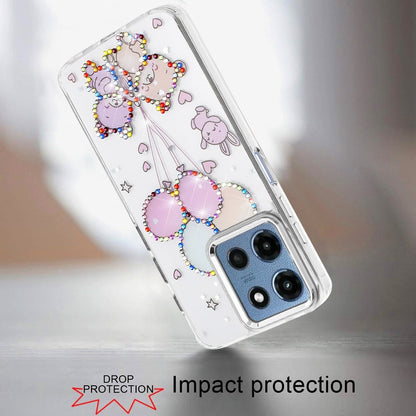 For Motorola Moto G 5G 2026/2025 Butterfly Resin Epoxy Diamond Design Metal Edged Hybrid Shockproof Heavy Duty Drop Protection Case Cover