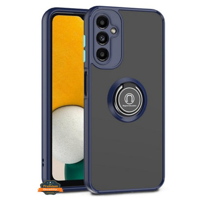 For Samsung Galaxy S26 Ultra Translucent Matte Back Hybrid with Rotatable Metal Ring Holder Kickstand Shockproof TPU (Fit Car Mount) Case Cover