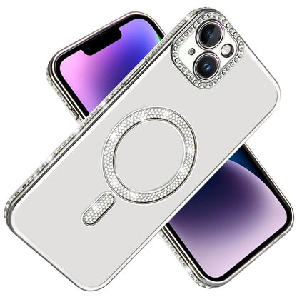 For Apple iPhone 11 Bling Case with Diamond Magnetic Circle, Transparent Slim Shockproof Hybrid Slim Fit Case Cover