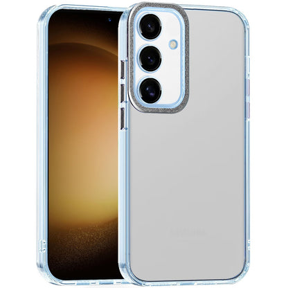 For Samsung Galaxy A26 Transparent Clear Hybrid with Matching Metal Buttons and Camera Protection Hard PC + TPU Rubber Case Cover Clear / Black