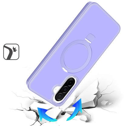 For Samsung Galaxy A17 5G Magnetic Circle Back with Ring Stand Full Rotation Matte Hybrid Shockproof Case Cover
