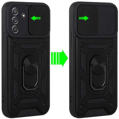 For Samsung Galaxy A16 5G Hybrid Cases with Slide Camera Lens Cover and Ring Kickstand Rugged Dual Layer TPU Heavy Duty Case Cover