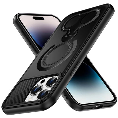 For iPhone 14 Pro Max (6.7") Hybrid with Invisible 2 Hole Ring Stand Magnetic back Car Mount Friendly Protector Case Cover Black