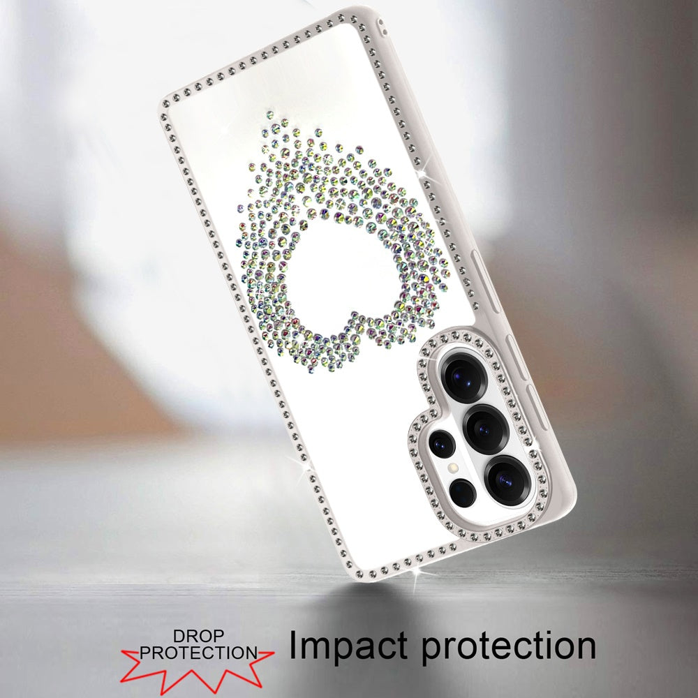 For Samsung Galaxy S26 Ultra Angel Hearts Glitter Shimmer Diamond Edge Hybrid Drop Protection Shockproof Design Compatible Case Cover