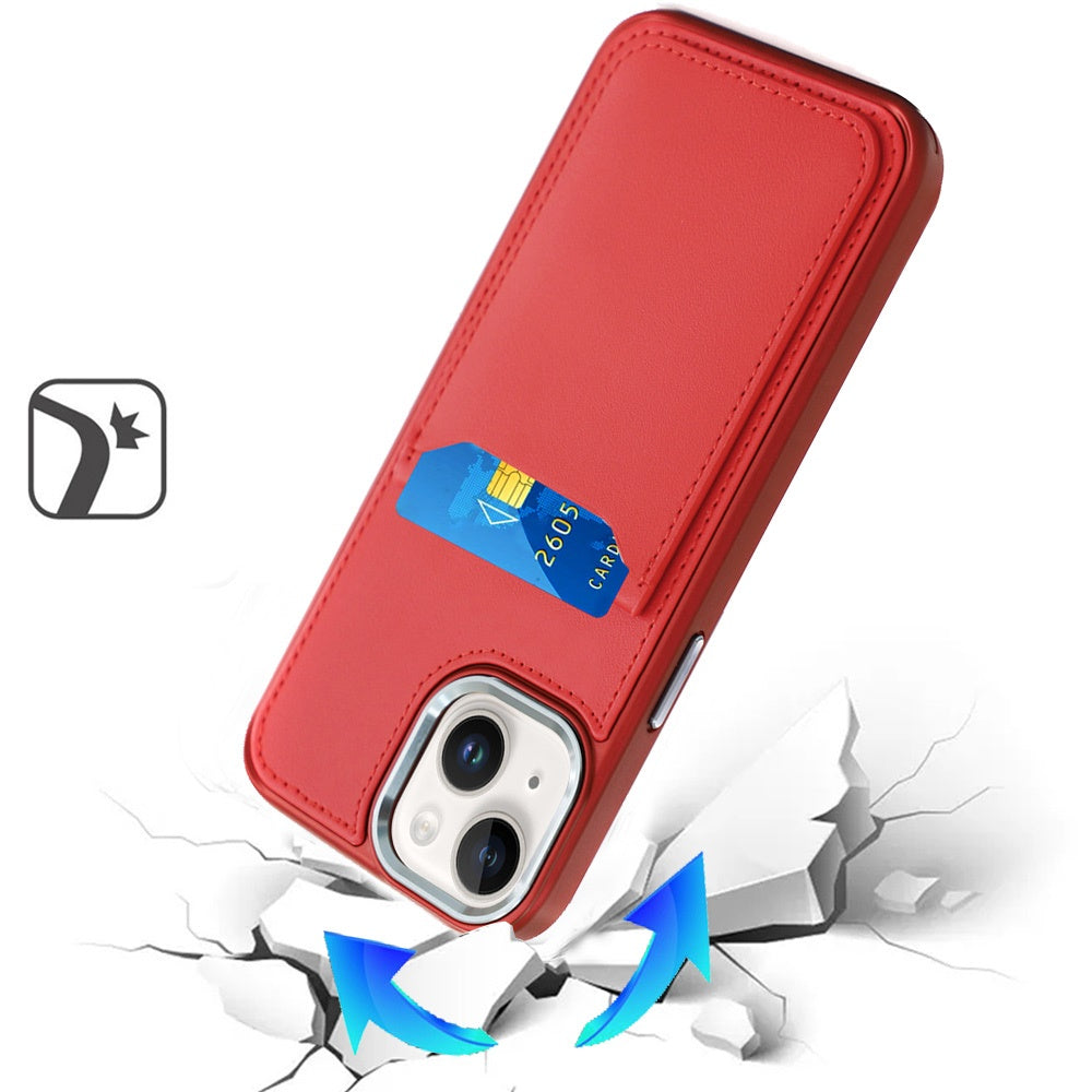 For Apple iPhone 13 Pro Max PU Leather Wallet Cover with Credit Card Holder, Kickstand & Mirror Inside Slim Fit TPU & PC Hybrid Design Case Cover