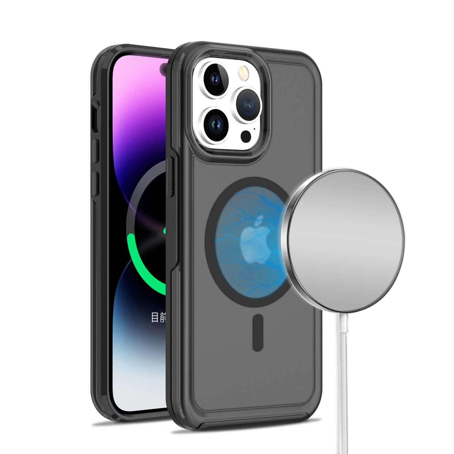 For Apple iPhone 16e Slim & Durable Compatible with MagSafe Hybrid Shockproof Glossy Oil Protective Dual Layer TPU + PC Case Cover