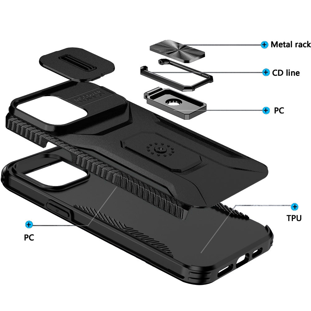Phone Case for Apple iPhone 13 Pro Max Magnetic Ring Stand Camera Protection Shockproof Heavy Duty Kickstand Rugged Grip Anti Scratch Hybrid Cover Black