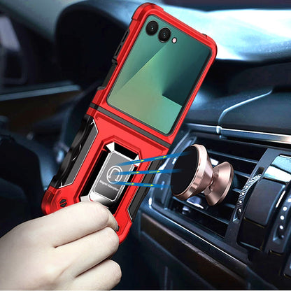 For Samsung Galaxy Z Flip 7 Hybrid Stand Magnetic Ring Holder Kickstand Heavy Duty Rugged Drop Silicone & Hard PC Shockproof Case Cover