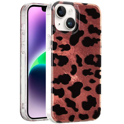 For Apple iPhone 17E /16E Glitter Leopard, Fashion Design Animal Skin Print Slim IMD TPU Dual Layer Shockproof Protective Case Cover