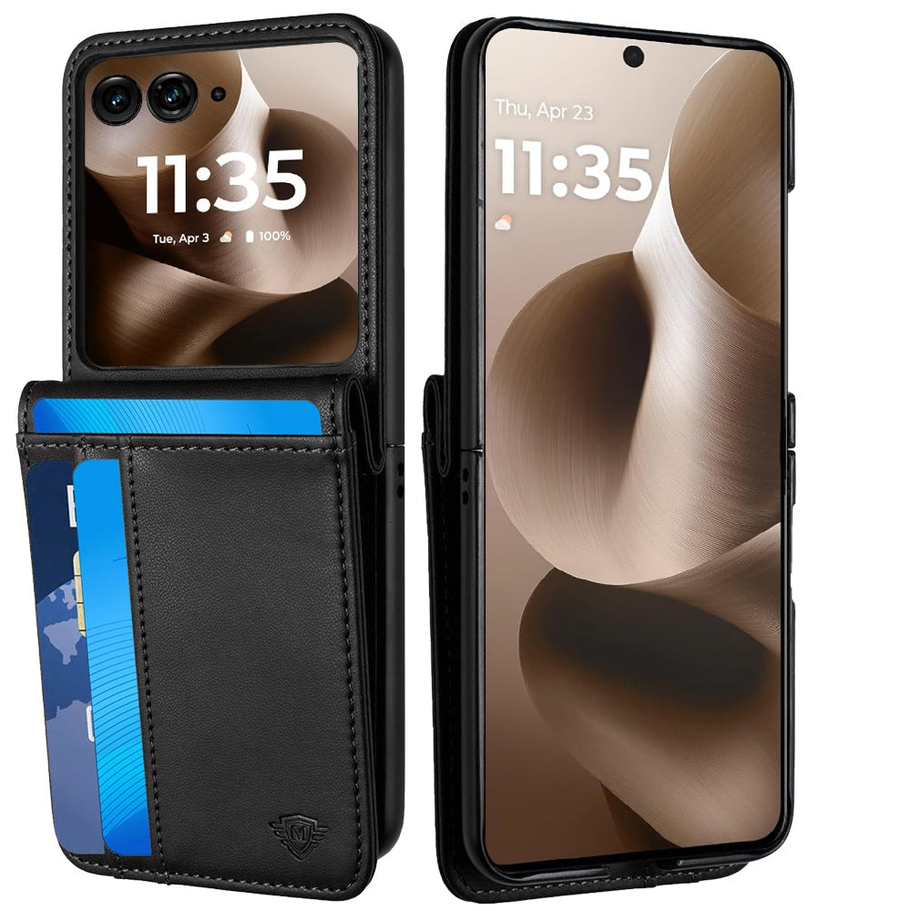 For Samsung Galaxy Z Fold 7 Wallet Case PU Leather Back Storage with Card ID Slot, Pocket Holder, Hybrid Protective Case Cover Black