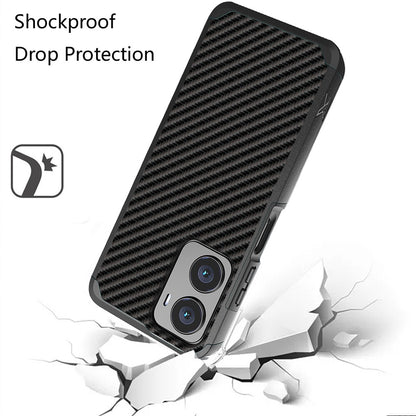 For Cricket Magic 2 5G (2024, 2nd Version) Fashion Graphic Design Hard PC TPU 2in1 Hybrid Shockproof (Magnet Mount Friendly) Case Cover Carbon Fiber Black